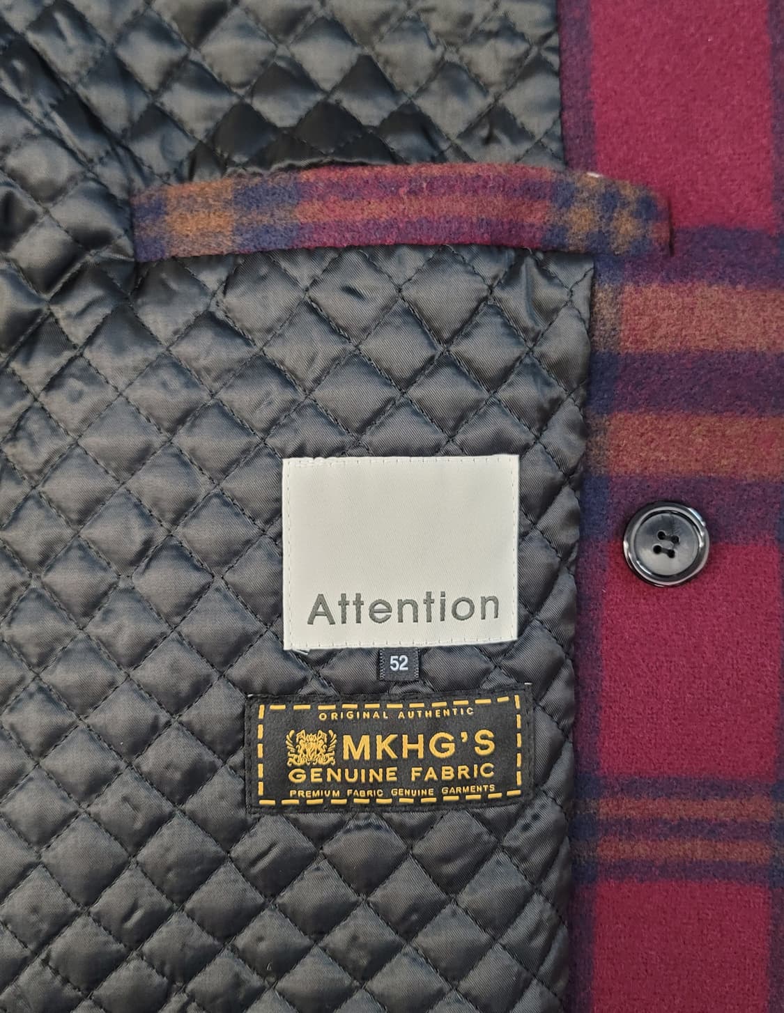 어텐션(Attention) 체크패턴 롱코트 판매 상품이미지5