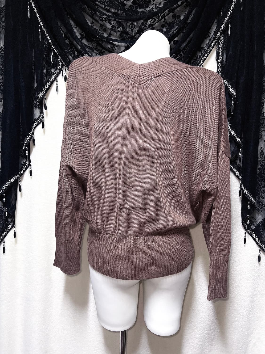 라떼갸루 빈티지 브라운 드레이프 브이넥 니트가디건 하구미 하치 오리엔탈 상품이미지8