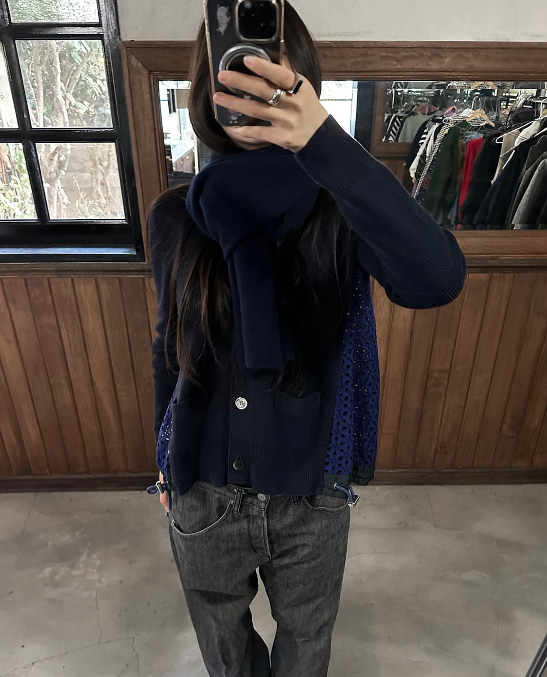 UNDERCOVER navy wool muffler 상품이미지3