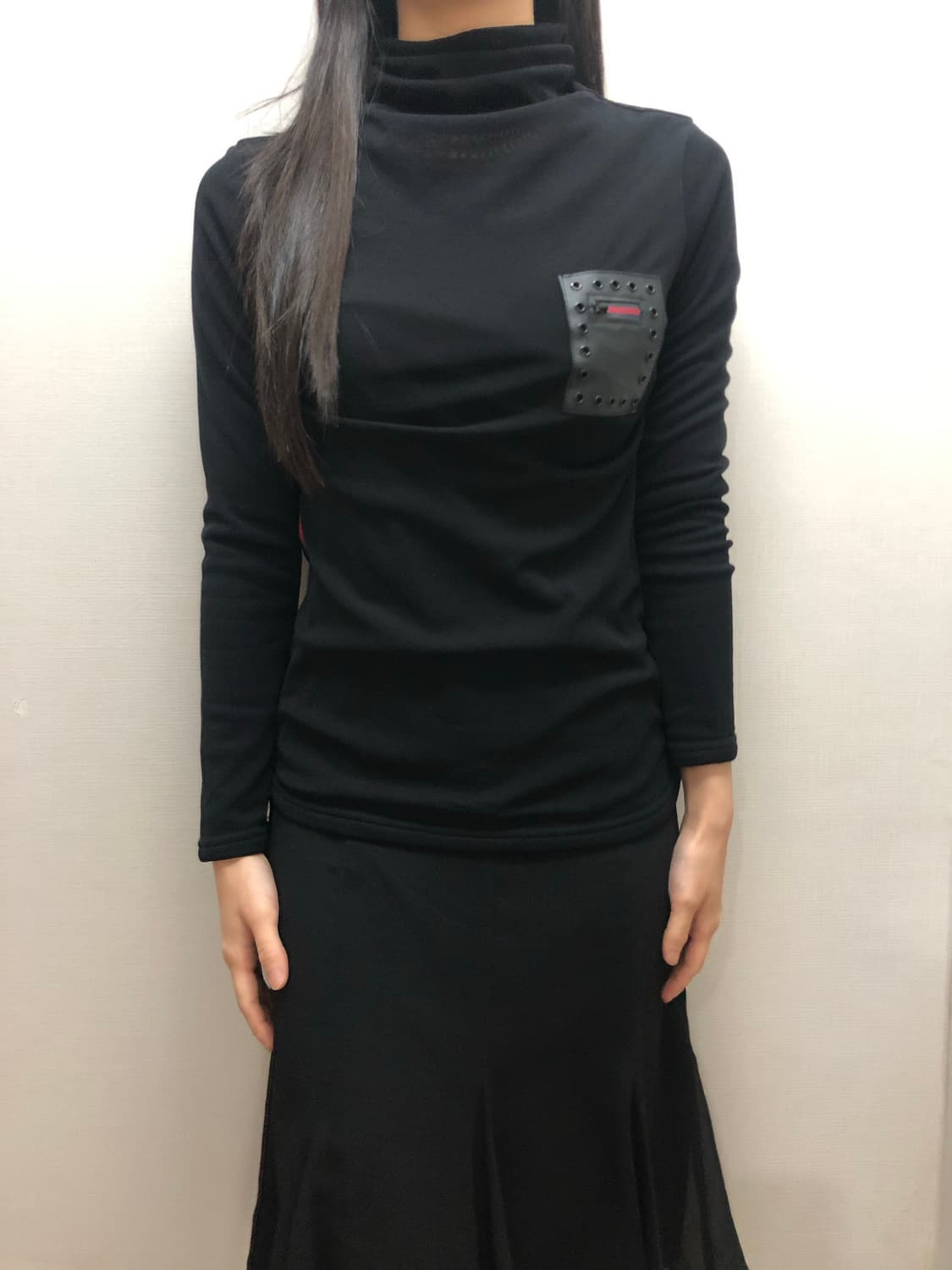 빈티지 블랙 펑크 하이넥 탑 상품이미지2