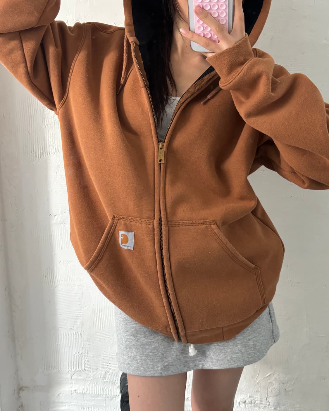 Carhartt 칼하트 브라운컬러 써멀 후드집업 상품이미지3