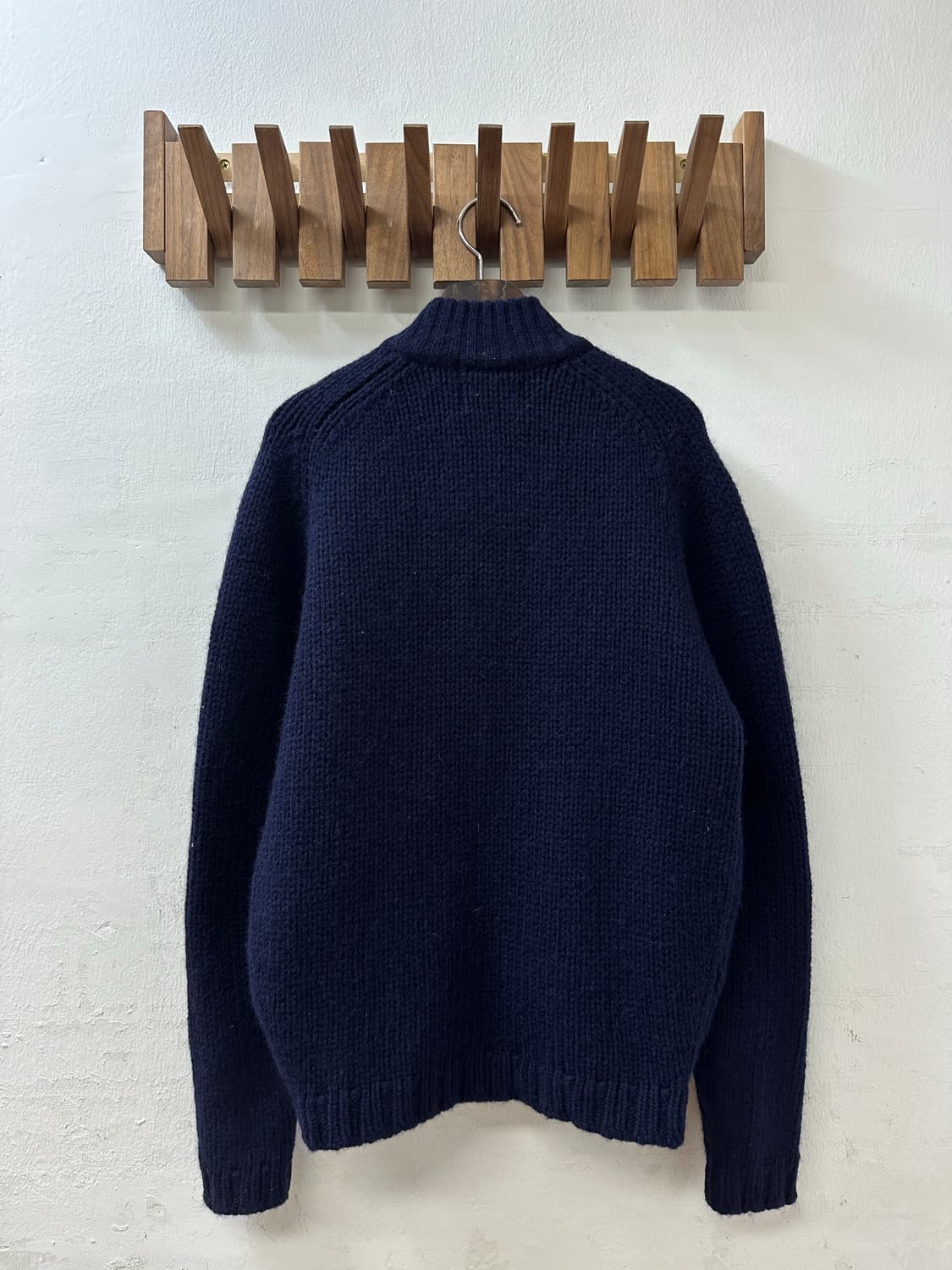 일본빈티지 Djhonda dj혼다 네이비 울100% 니트 집업 상품이미지4