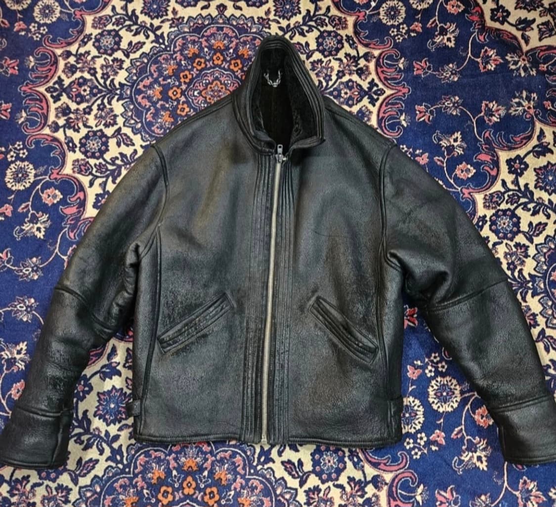 베르사체 90's 빈티지 워시드 가죽 양털 무스탕 상품이미지1