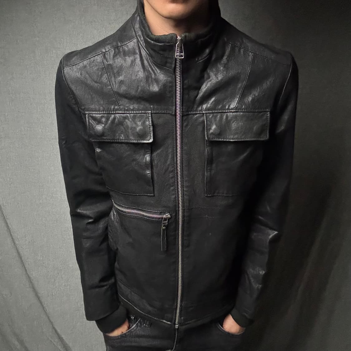 lamb skin pocket leather jacket 상품이미지2