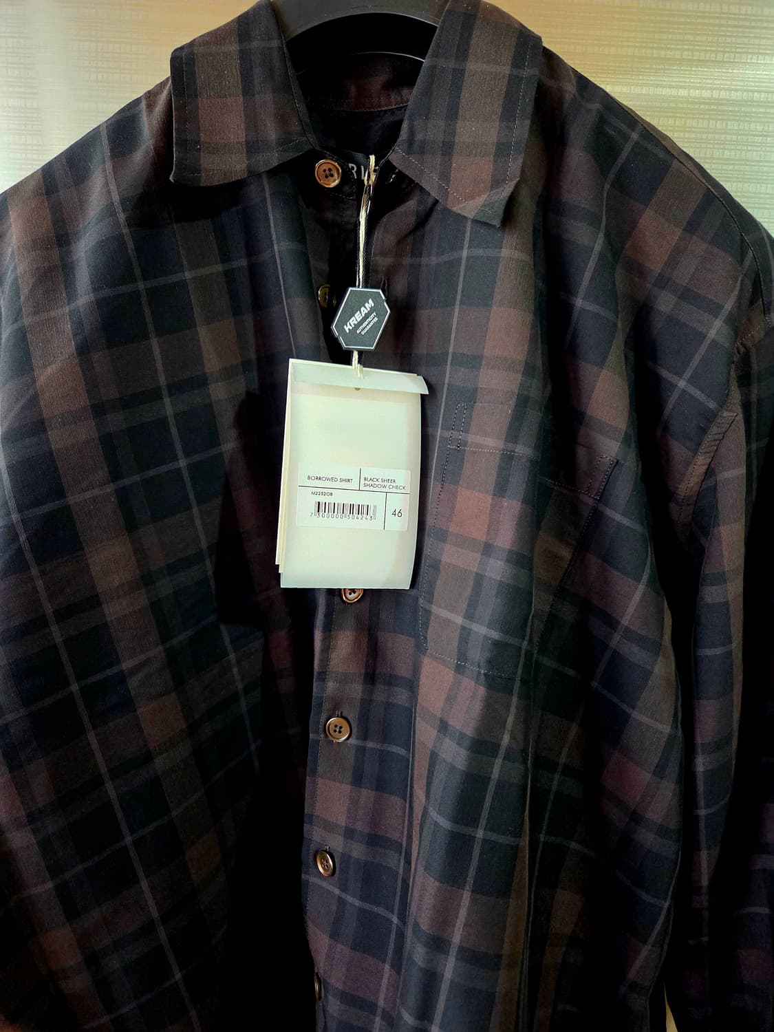 아워레가시 보로우드 셔츠 블랙 시어 섀도우 체크 사이즈46 상품이미지4