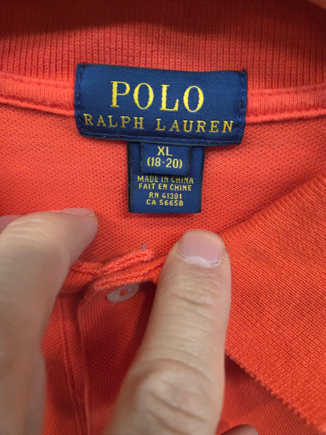 폴로랄프로렌 주니어 카라긴팔 오렌지 18 20 성인 s 상품이미지3