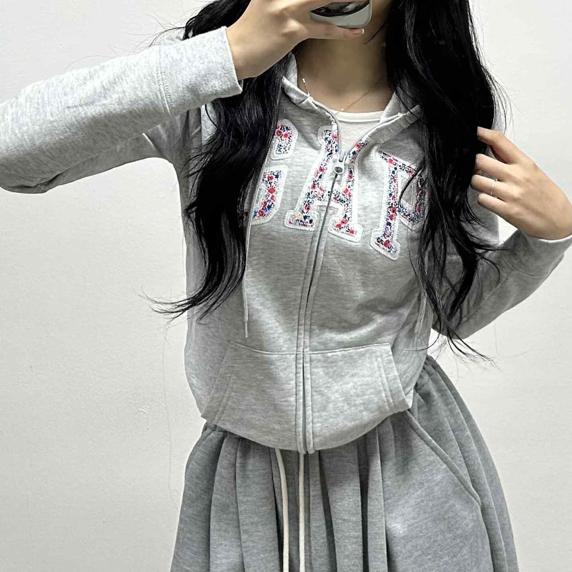 Gap 갭 그레이 여리핏 걸즈 스웻 후드집업 희귀져지(S) 상품이미지1