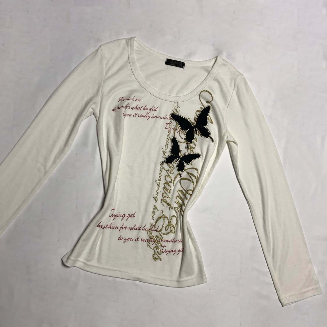 나비 레터링 티셔츠 화이트 상품이미지2