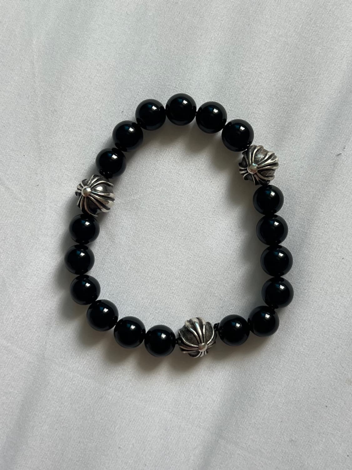 크롬하츠 3실버볼 8mm 비즈 팔찌 블랙 상품이미지2