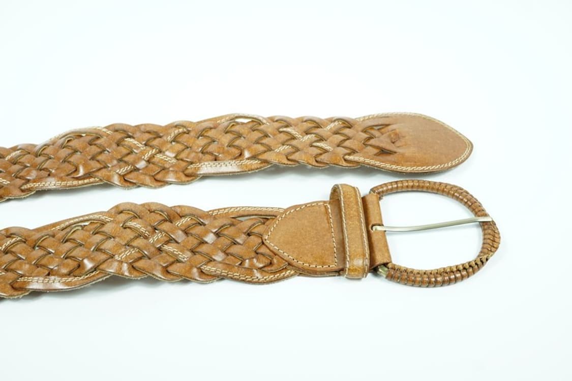 카멜 브라운 레더 위빙 꼬임 벨트 상품이미지5