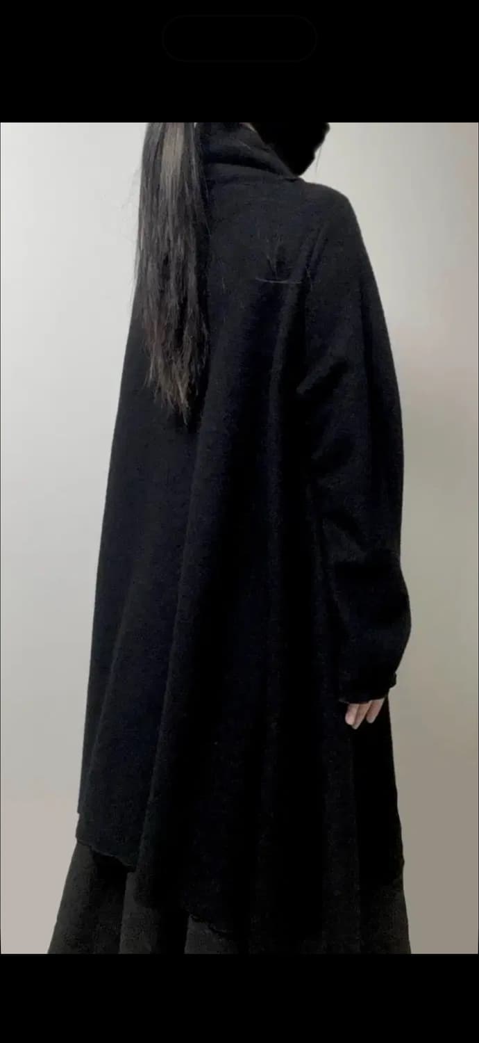 빈티지 울 플레어 롱 코트 가디건 블랙 상품이미지2