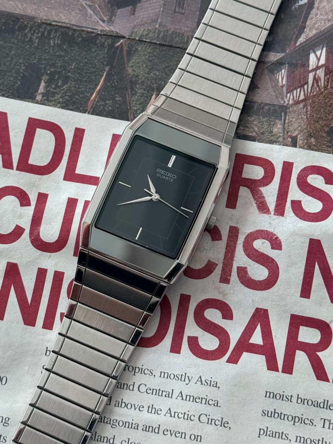 세이코 Seiko 쿼츠 블랙 스퀘어 상품이미지1