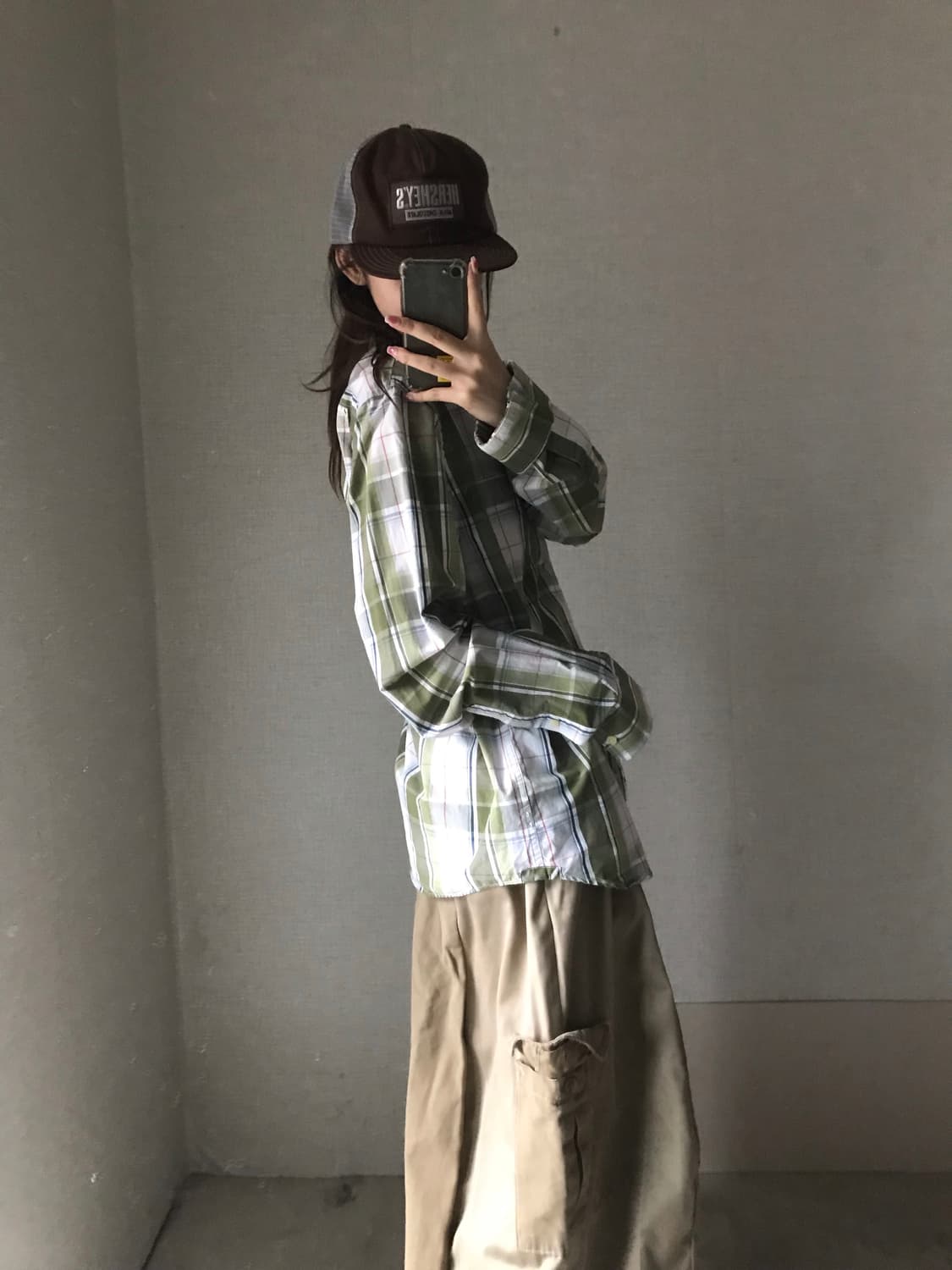 아베크롬비 카키 체크셔츠 상품이미지2