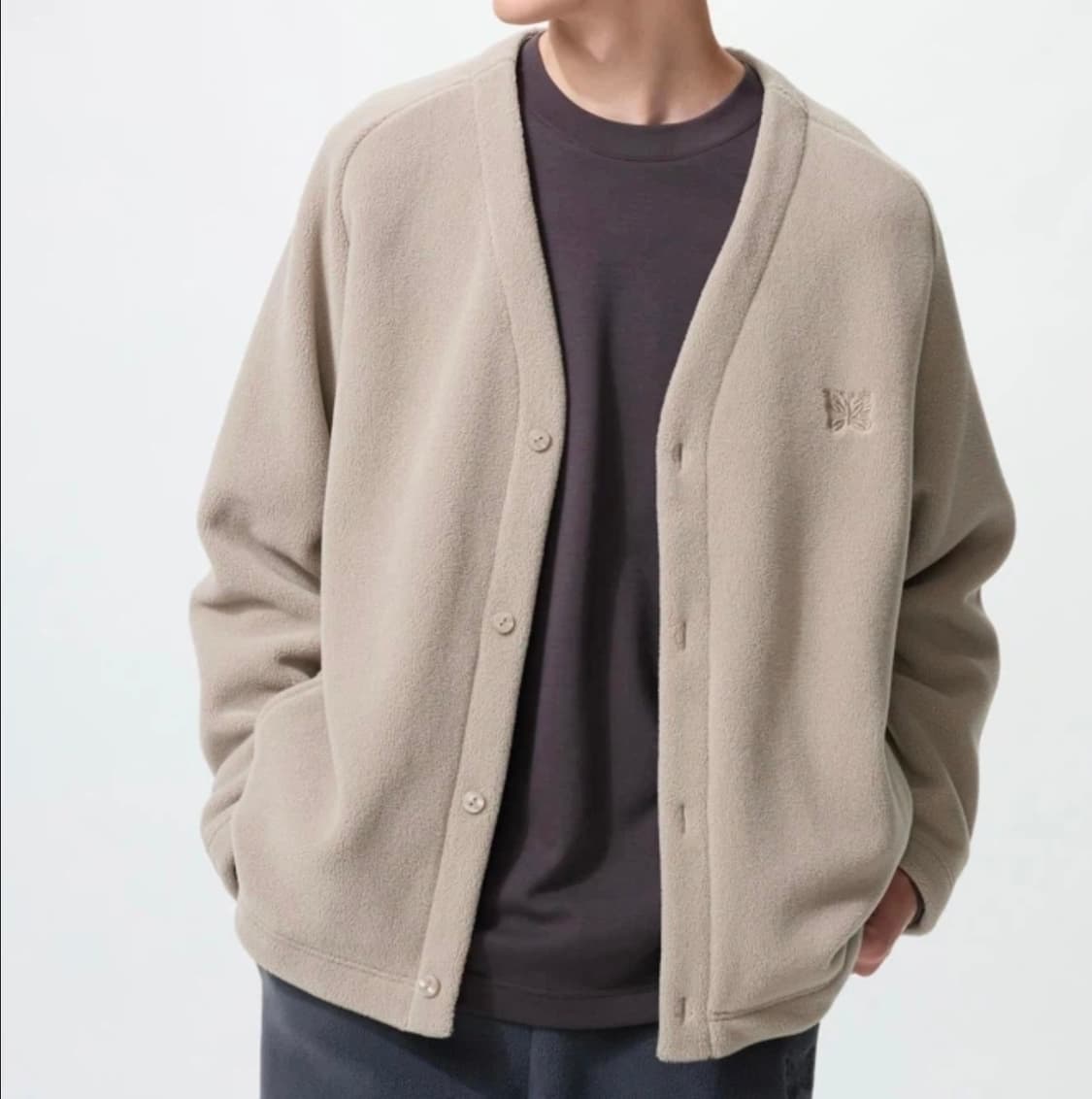 유니클로 x 니들스 플리스 오버사이즈 가디건 베이지 M 상품이미지2