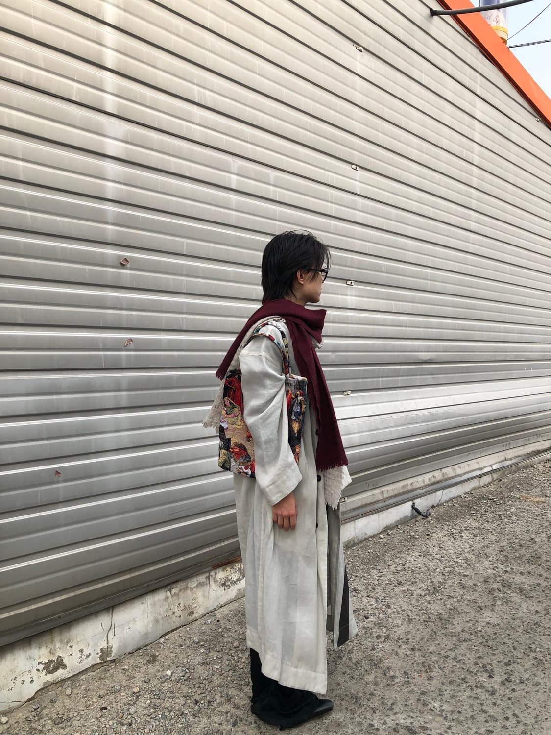 베르사체 버건디 스카프 상품이미지2