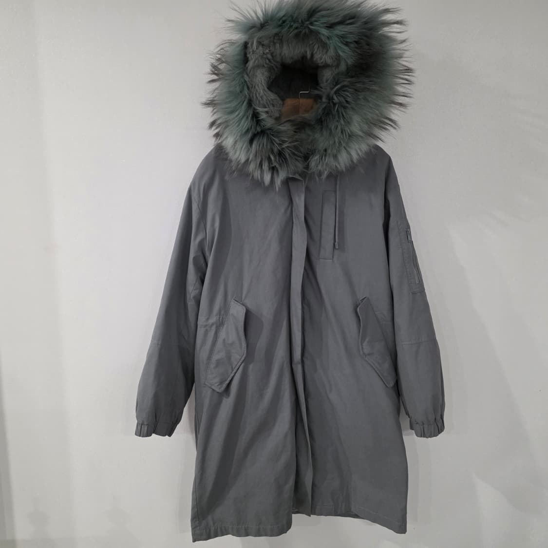 레노마 라쿤 토끼털 롱 패딩 그레이 66-77 상품이미지1