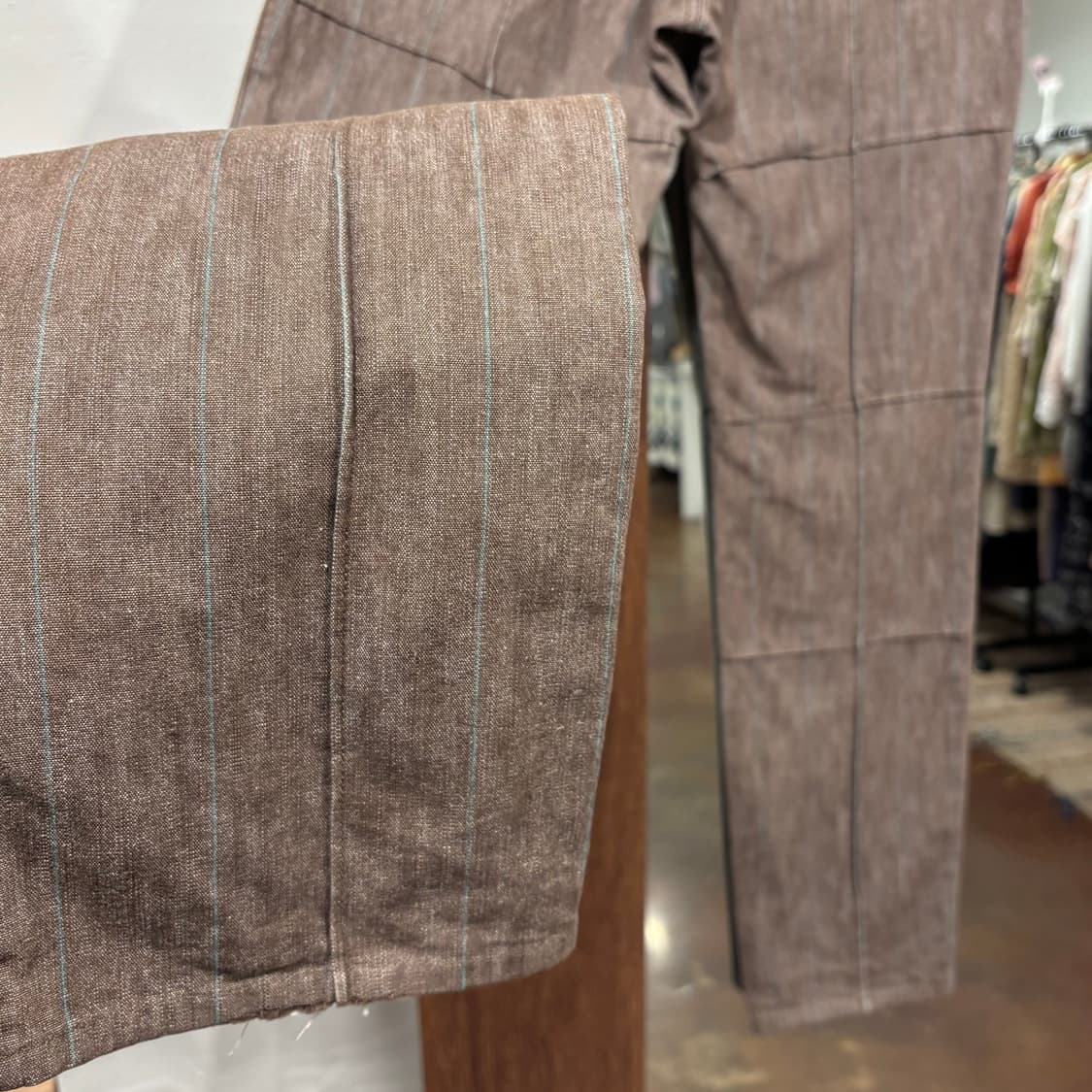 일본 빈티지 브라운 체크 패널 라인 스티치 팬츠 상품이미지5