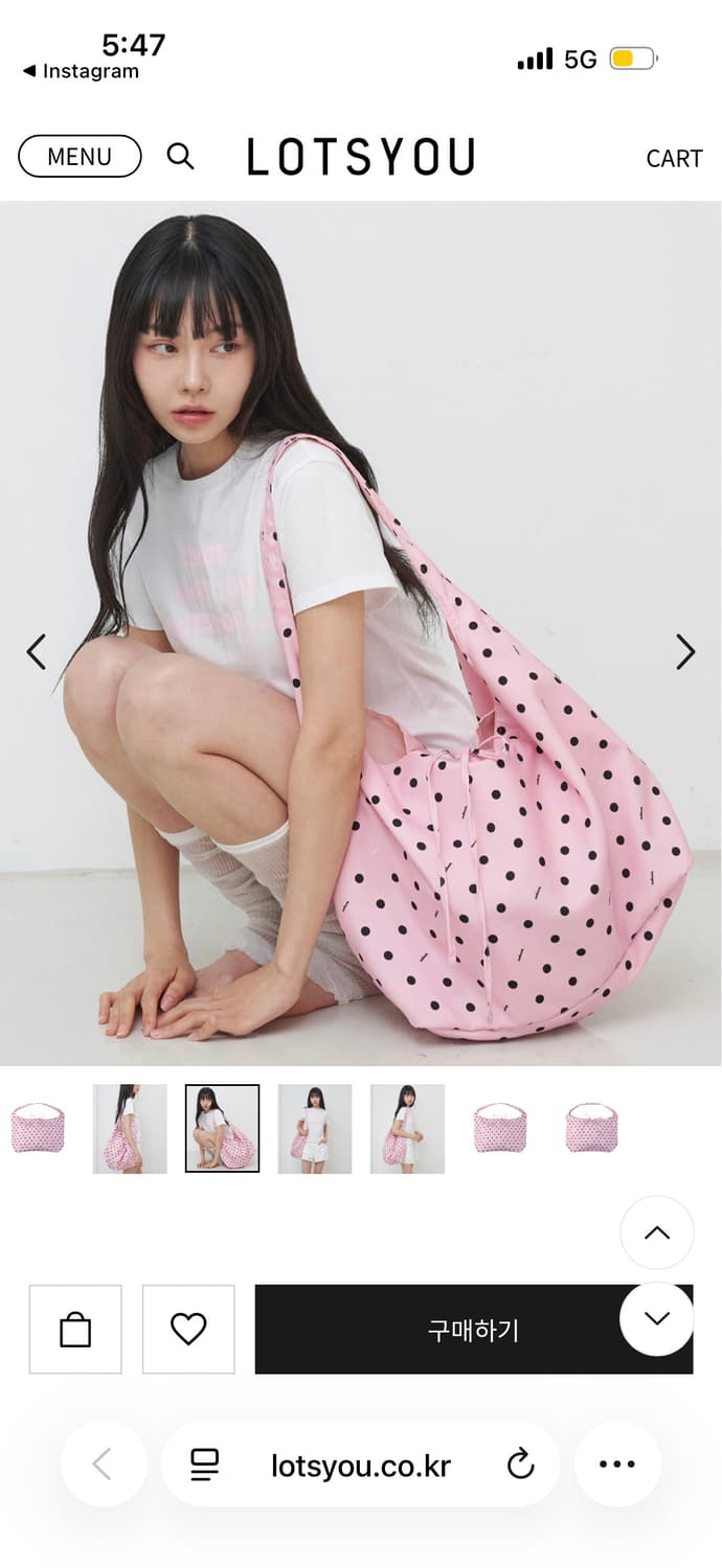 LOTSYOU 덜린 숄더백 라이트 핑크 도트가방 상품이미지1