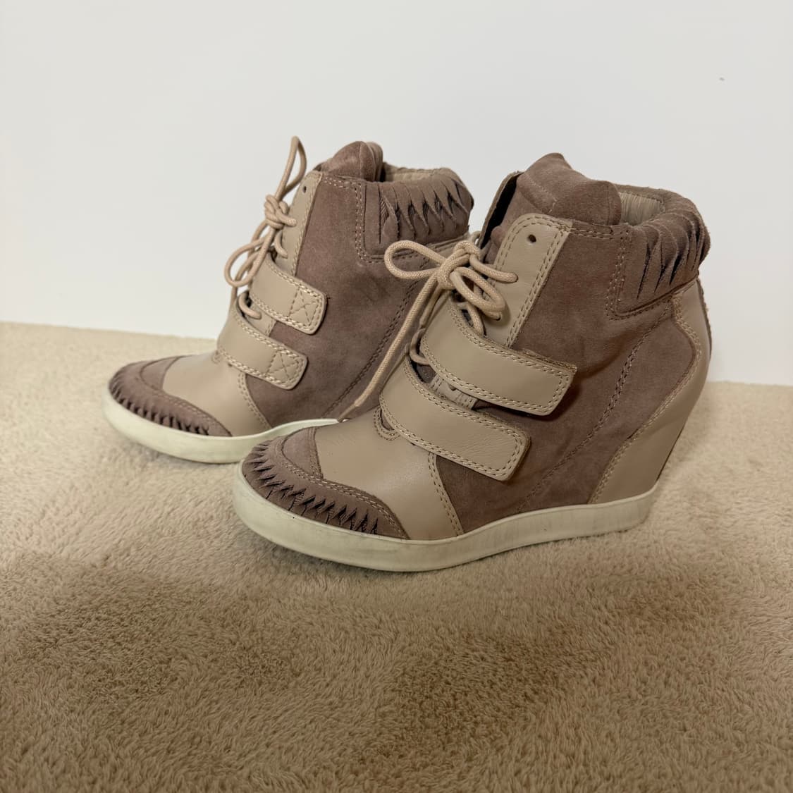 새신발✔️디젤 하이탑 웨지 스니커즈 에토프색 37 240🤎 상품이미지4