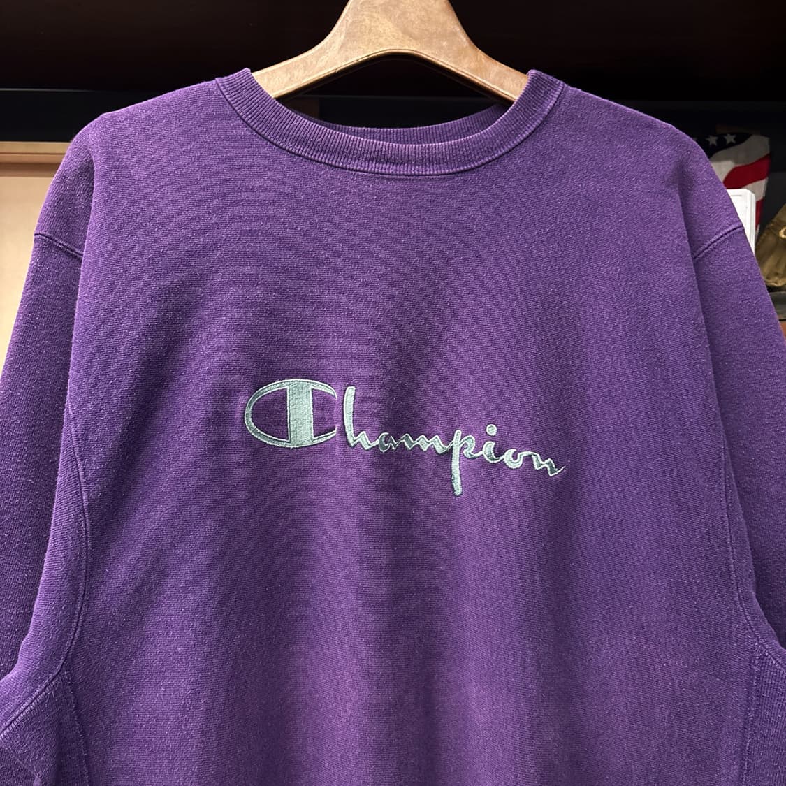 90s 챔피온 리버스위브 엠브로이드 로고 크루넥 스웻셔츠 N1222 상품이미지3