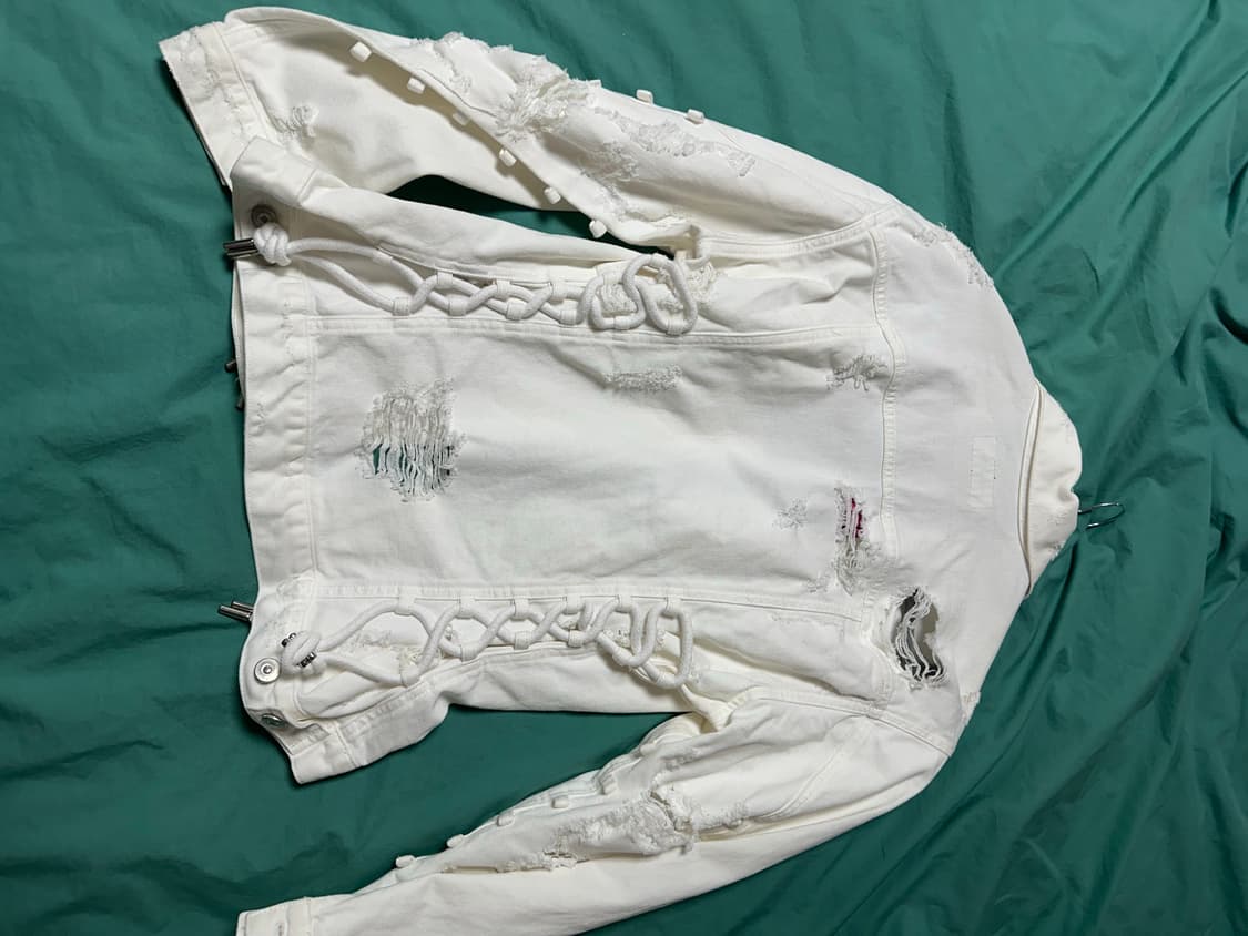 디젤 디스트로이드 화이트 데님 면 자켓 상품이미지4