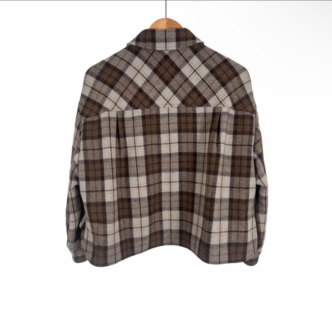 [40] 미우미우 여성 로고 체크 크롭 블루종 자켓 코코아 브라운 상품이미지3