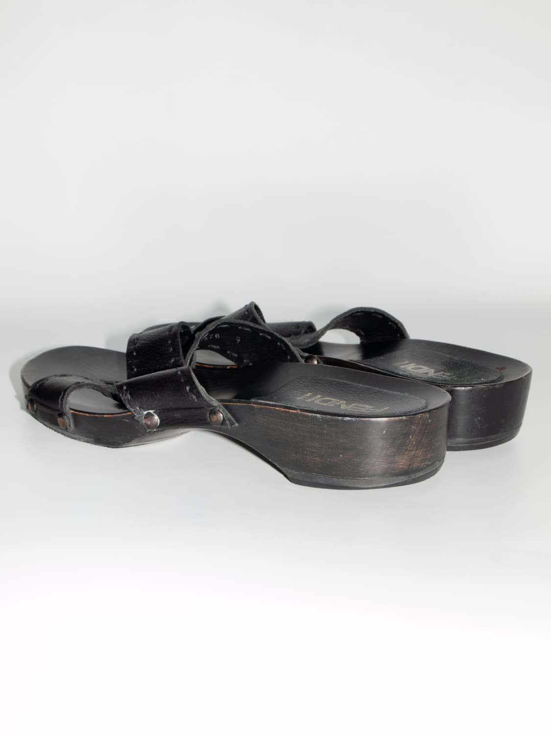 Leather Upper Wood-sole Clogs 상품이미지5