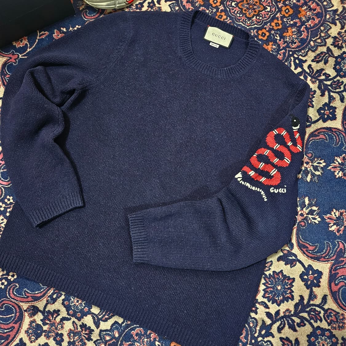 구찌(Gucci) 스네이크 자수 울 스웨터 XL size 상품이미지4