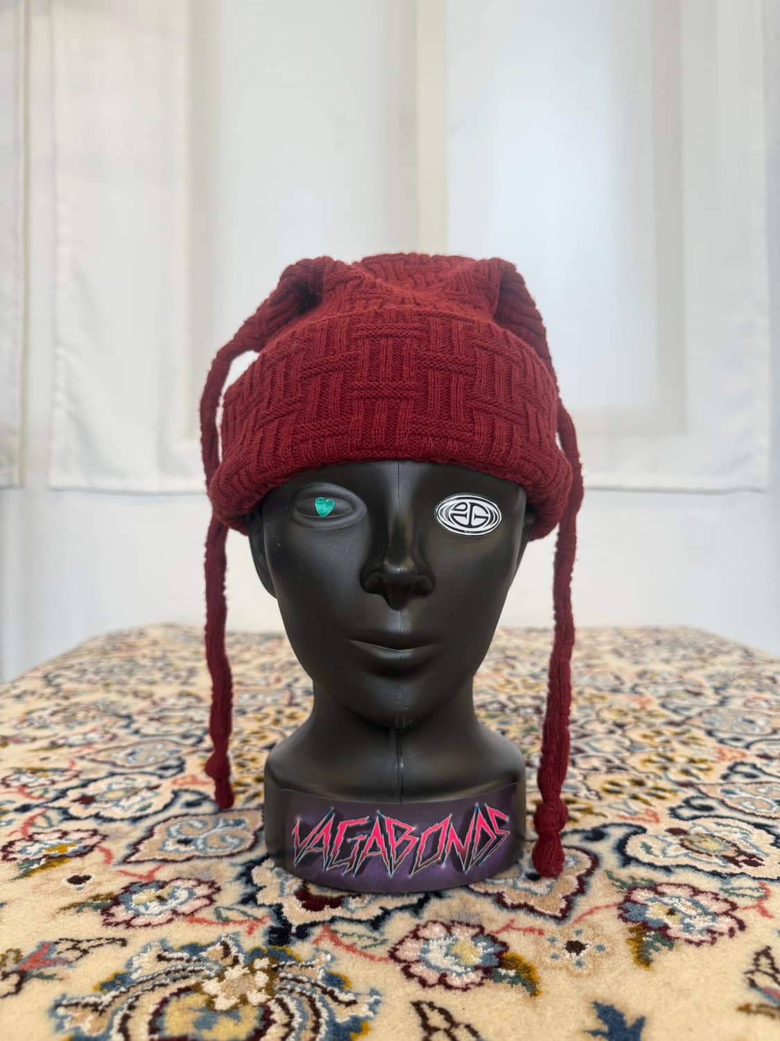 빈티지 골지 사각비니 Burgundy Knot Knit Beanie 상품이미지5