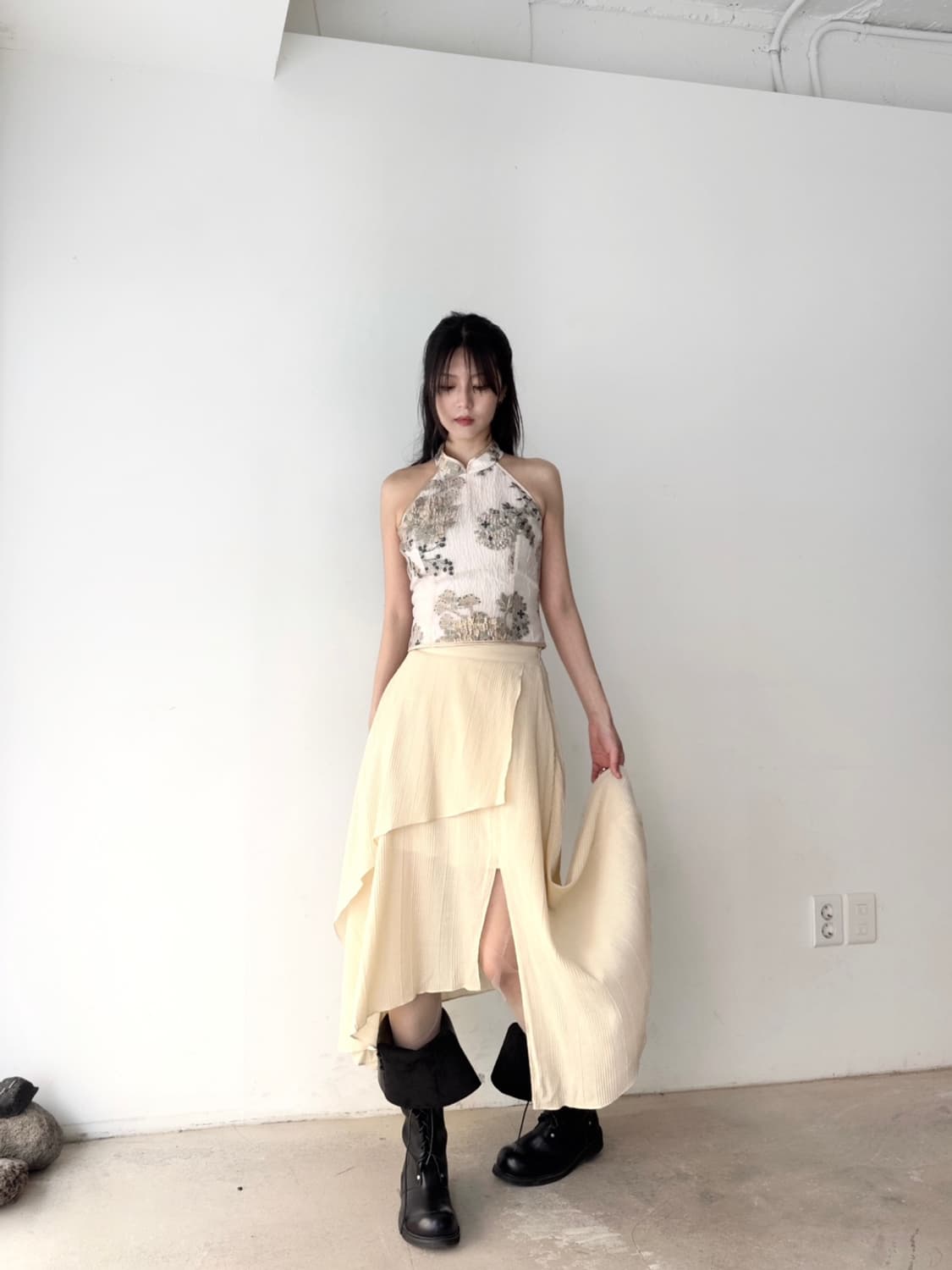 Asymmetric fly banding skirt  상품이미지6