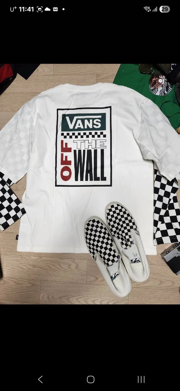 (새상품)VANS 오버핏 체커보드 긴팔 슬리브 티셔츠 상품이미지5