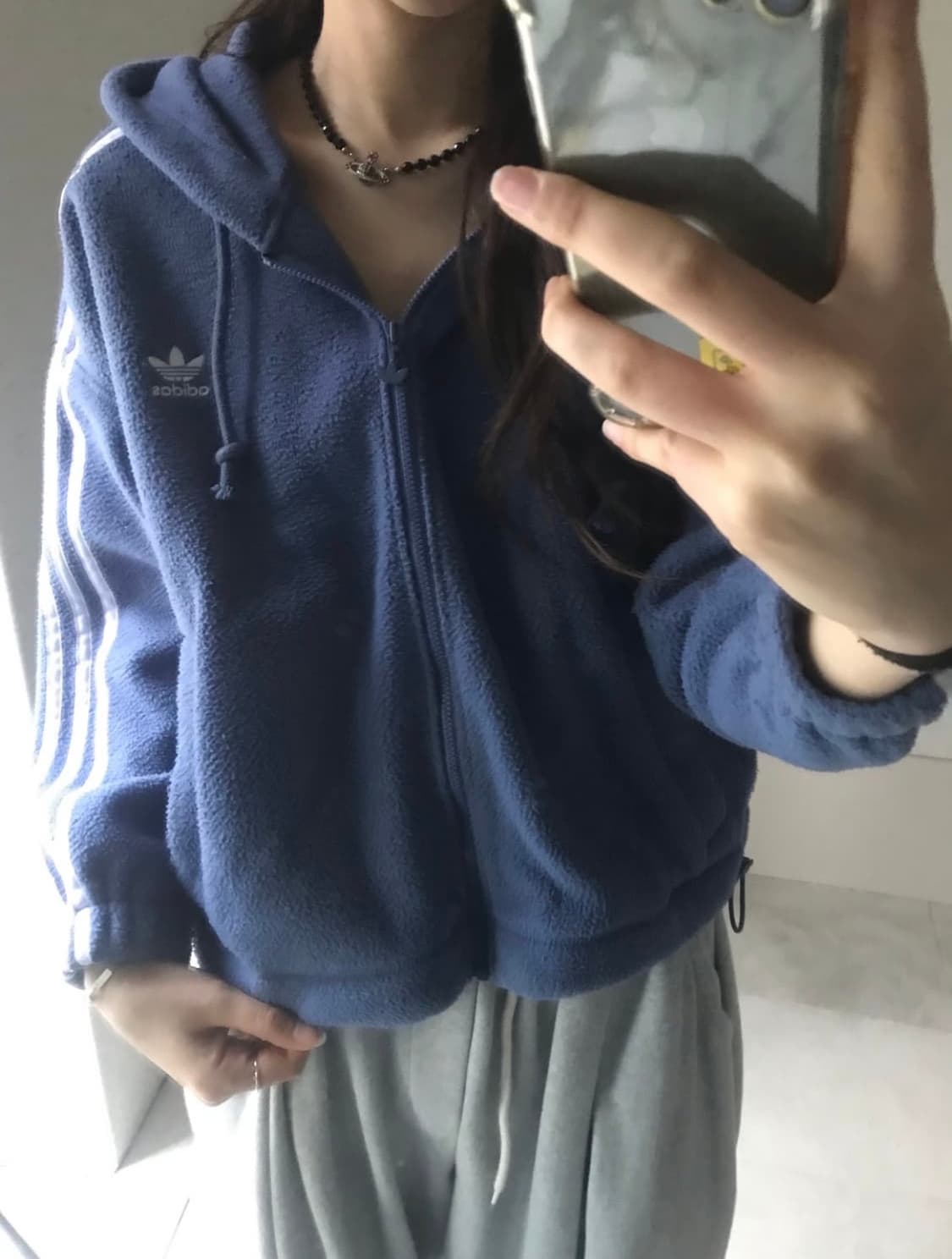 아디다스 플리스 크롭후드집업 상품이미지2