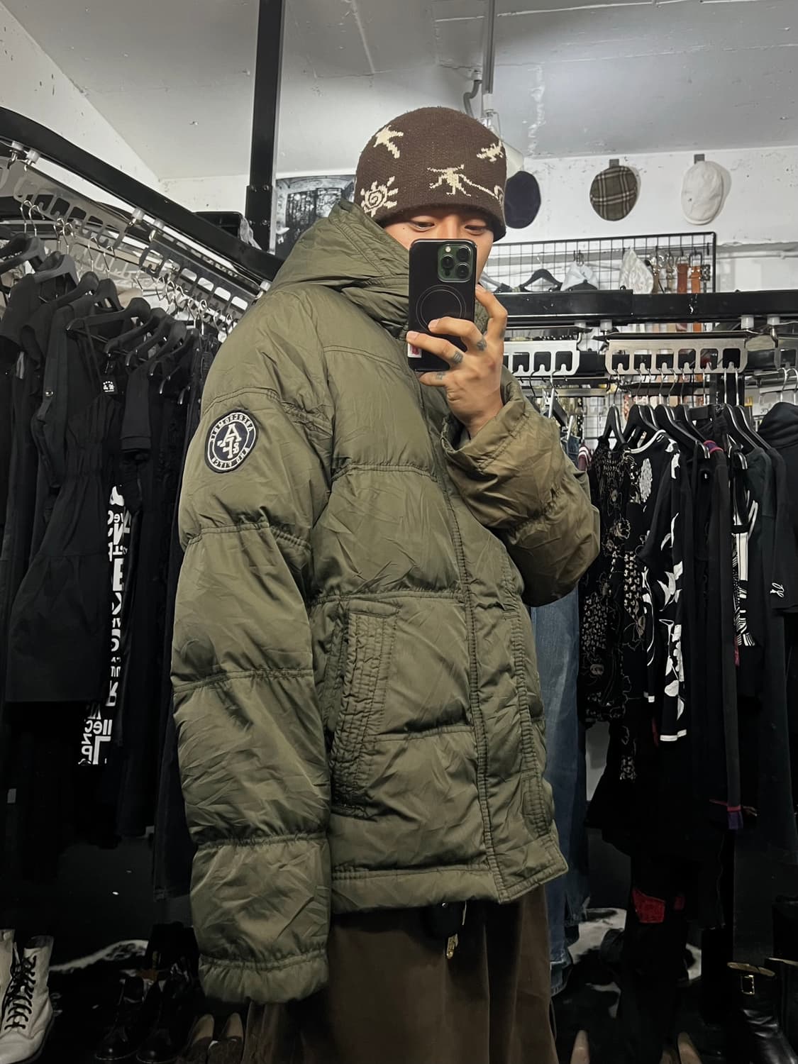 아베크롬비 패딩 카키 L 상품이미지2