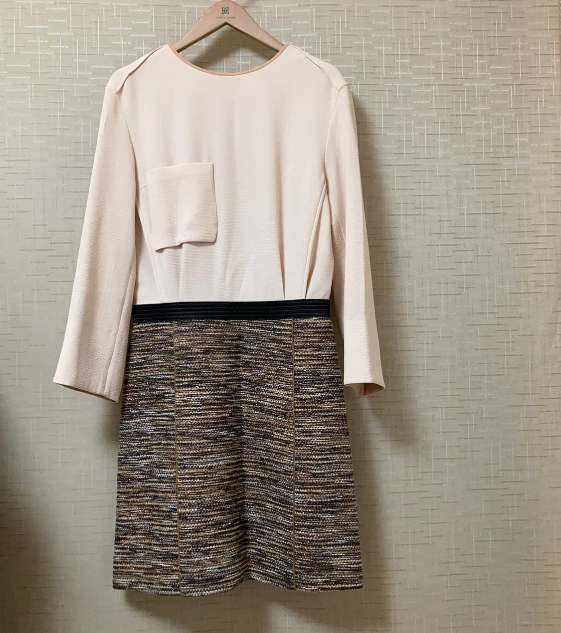 [새제품] 시스템 트위드 배색 원피스 하객룩 상품이미지2