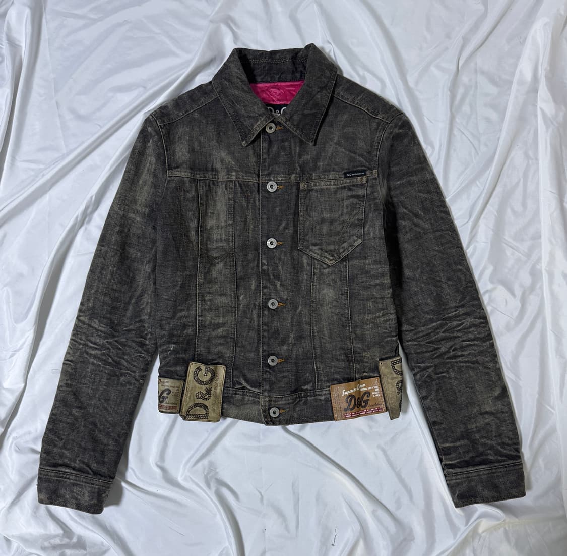 00s 돌체앤가바나 레더 패치 데님 자켓 y2k 상품이미지1