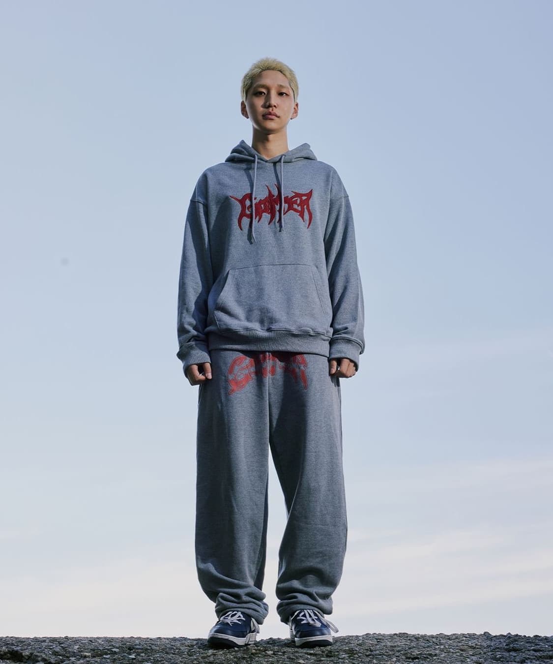 가터갤러리 빅 로고 후드 그레이 L 상품이미지4