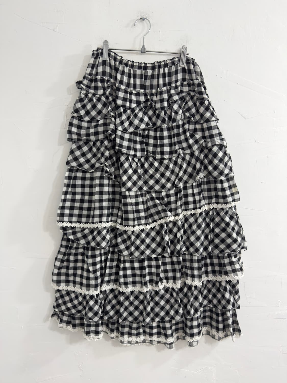 pink house check layered long skirt 상품이미지4
