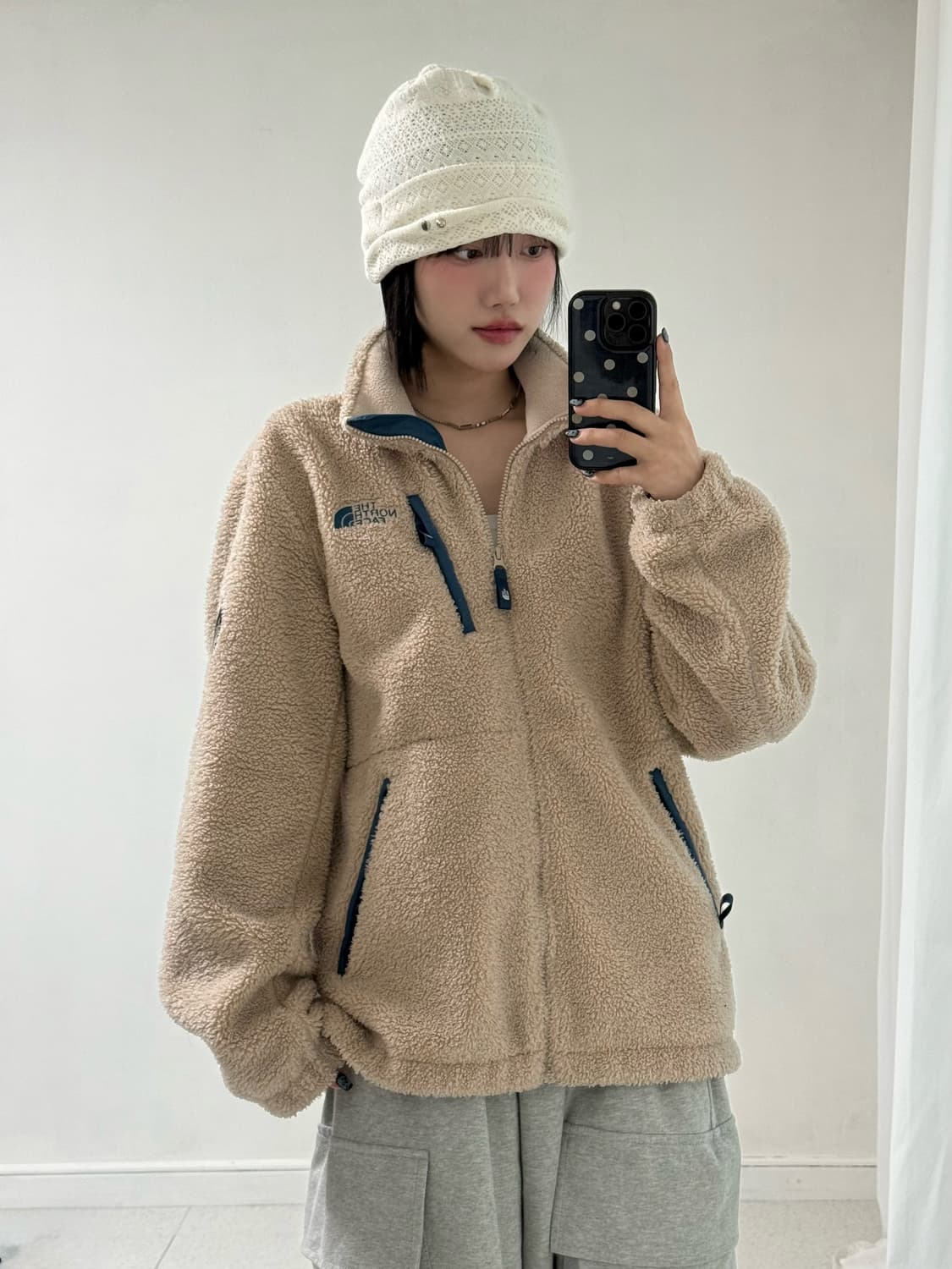 노스페이스 베이지 플리스 집업 상품이미지2