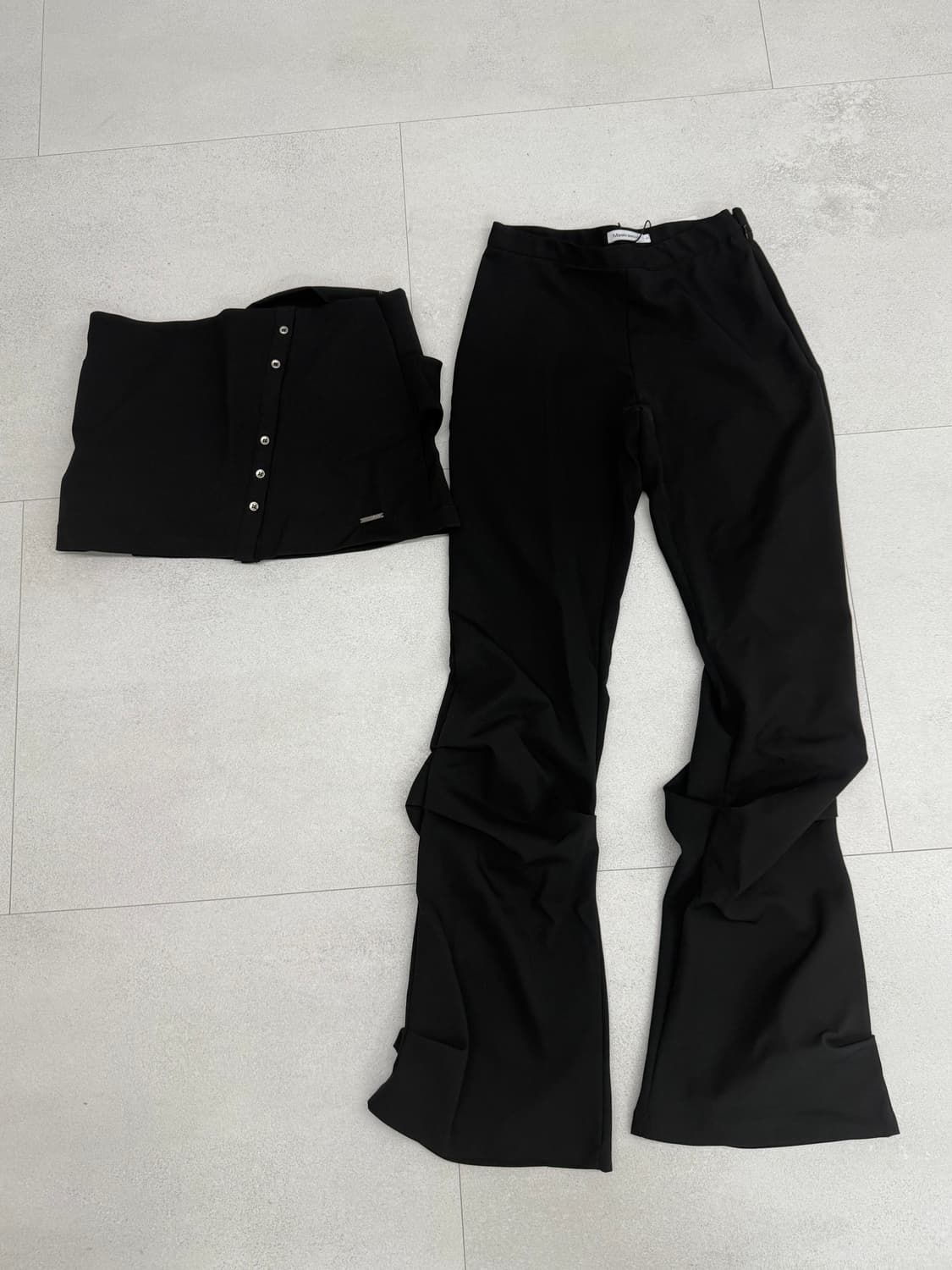 Draped shirt skirt pants SET BLACK 상품이미지3