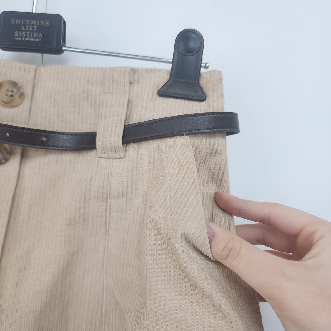 TAE JOON 베이지 코듀로이 벨트 스커트 상품이미지3