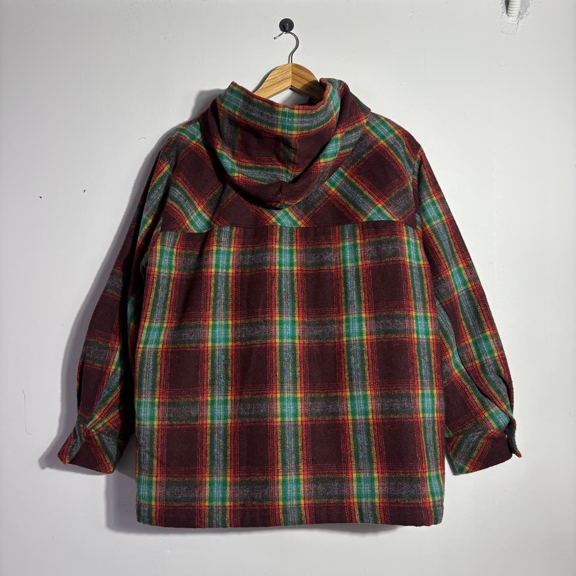 빈티지 체크 패턴 후드 셔츠 자켓 상품이미지2