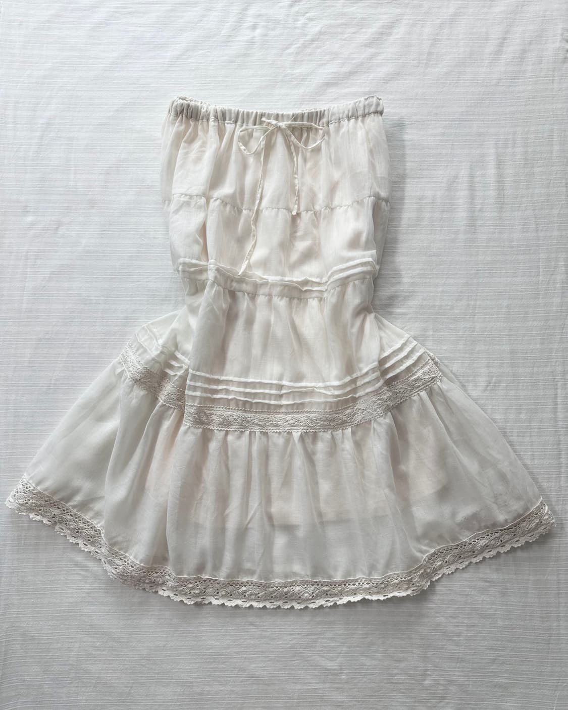 잔꽃 자수 레이스 버튼 넥 미사용 티어드 스커트 3pcs SET 상품이미지9