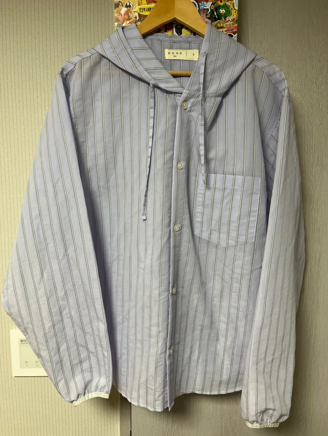 노운 후디드 스트라이프 셔츠 라벤더 1사이즈 상품이미지1