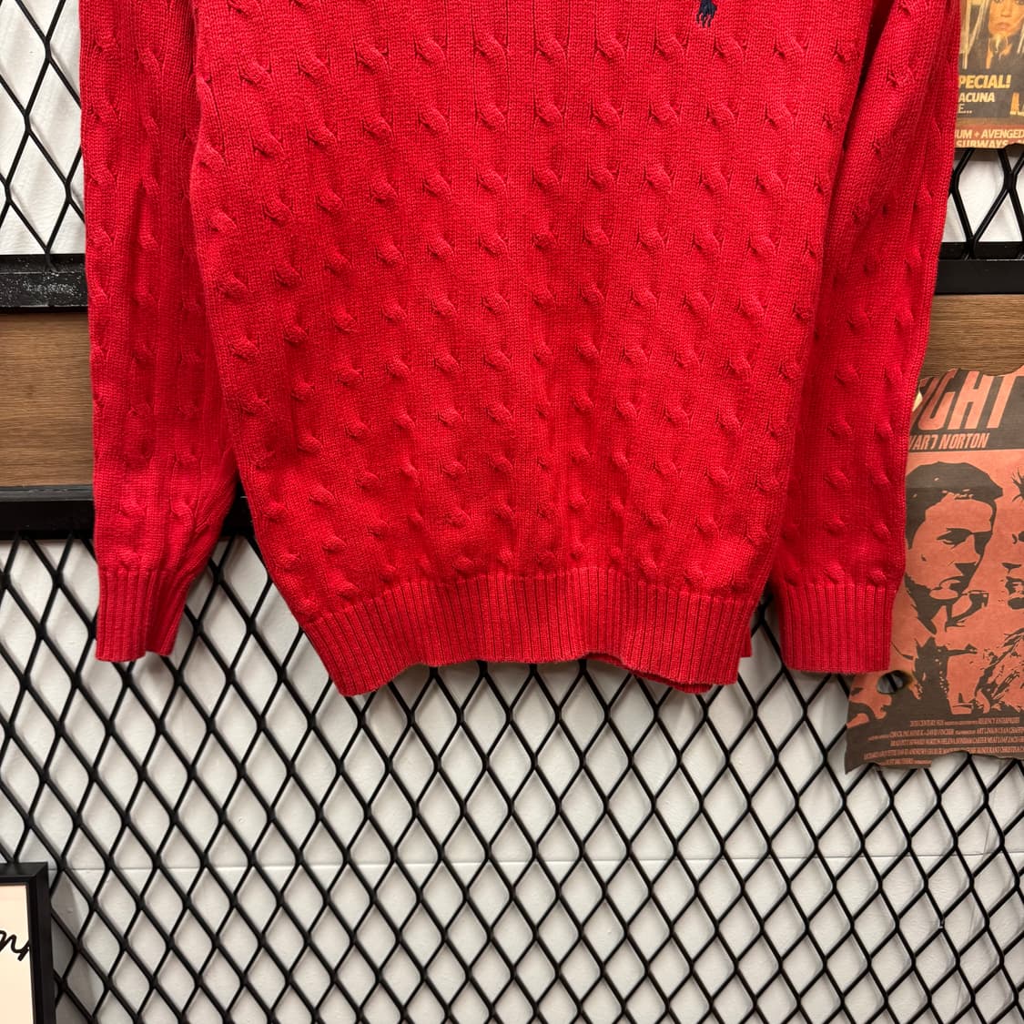 폴로 랄프로렌 케이블 니트 네이비 포니 로고 포인트 레드 상품이미지4