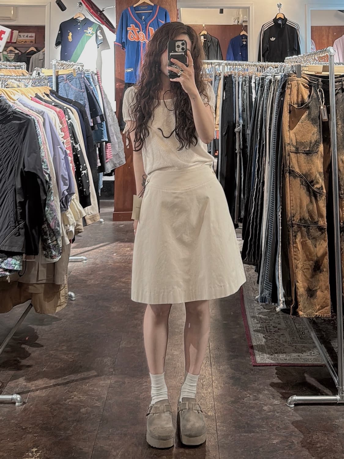 andneeds 앤니즈 사이드 버튼 크림 미디 스커트 S 새상품 상품이미지1