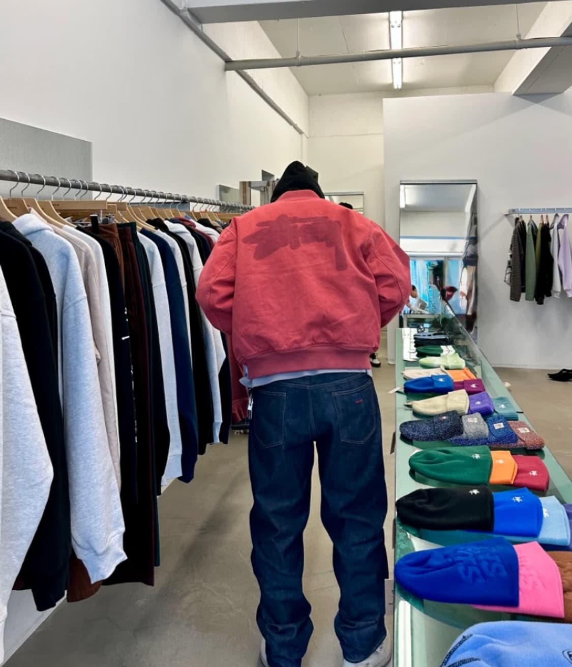 스투시 고스트 로고 캔버스 바시티자켓 레드 상품이미지6