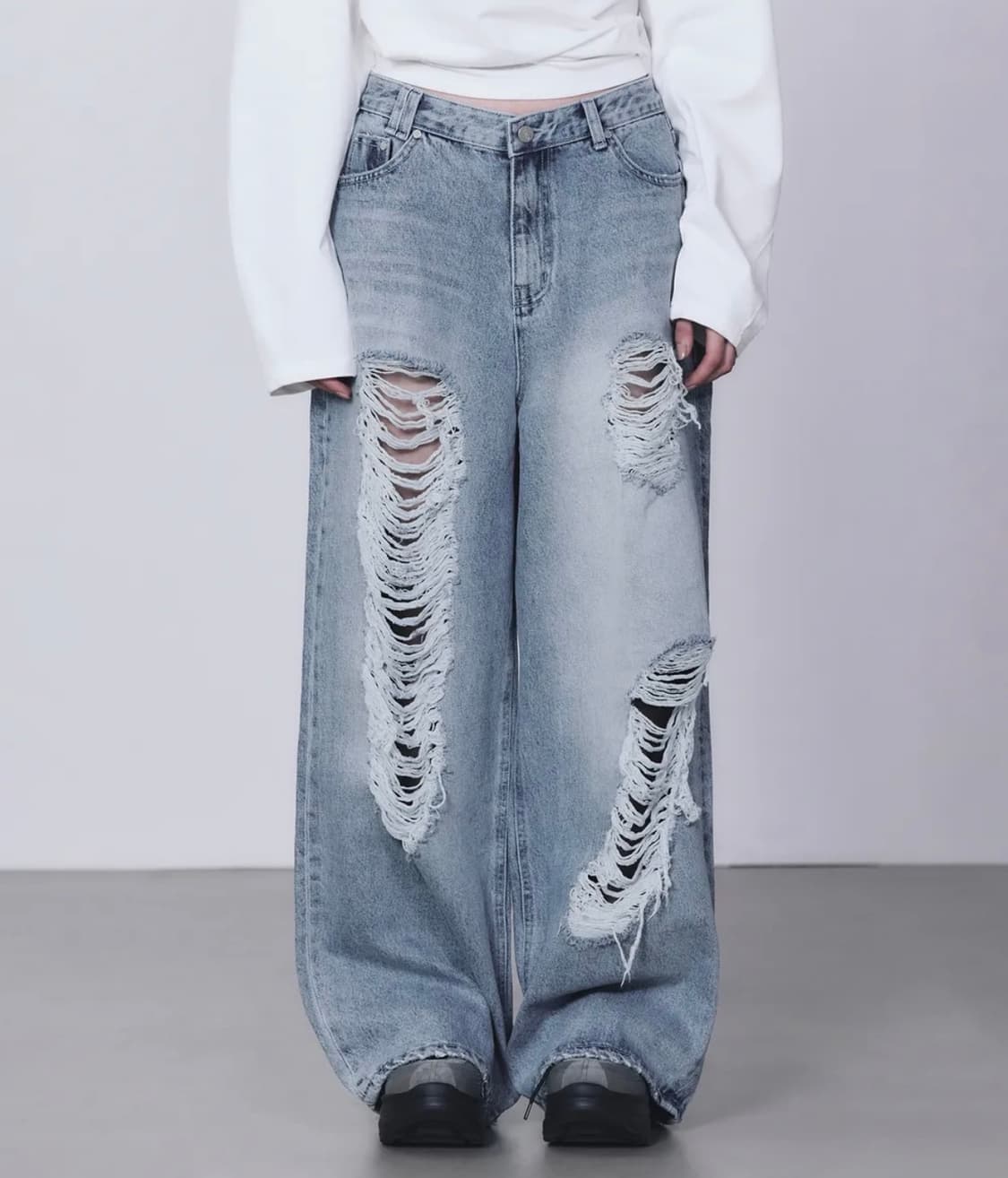 트리밍버드Scratch Damage Denim Pants [ Blue ] 상품이미지1