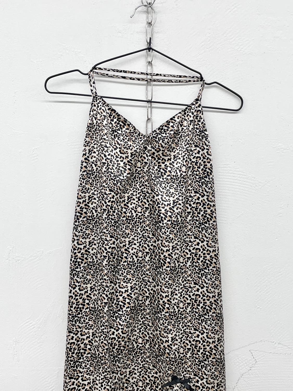 갸루 호피 새틴 리본 트임 슬립 상품이미지5