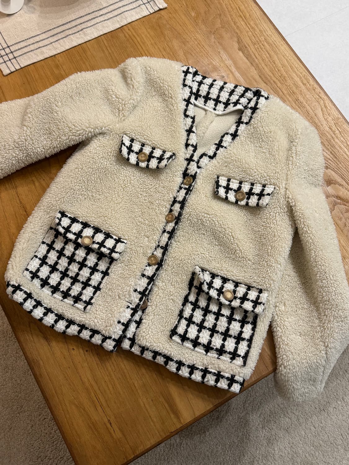 리본타이 나흐나흐 시어링 트위드 자켓 상품이미지1