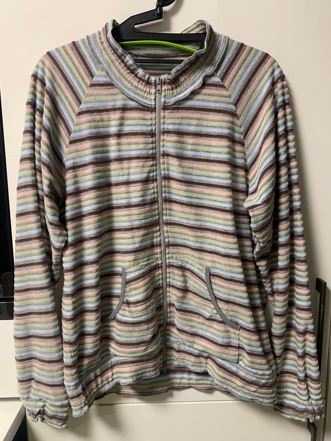 빈티지 스트라이프 셔링 집업 상품이미지1